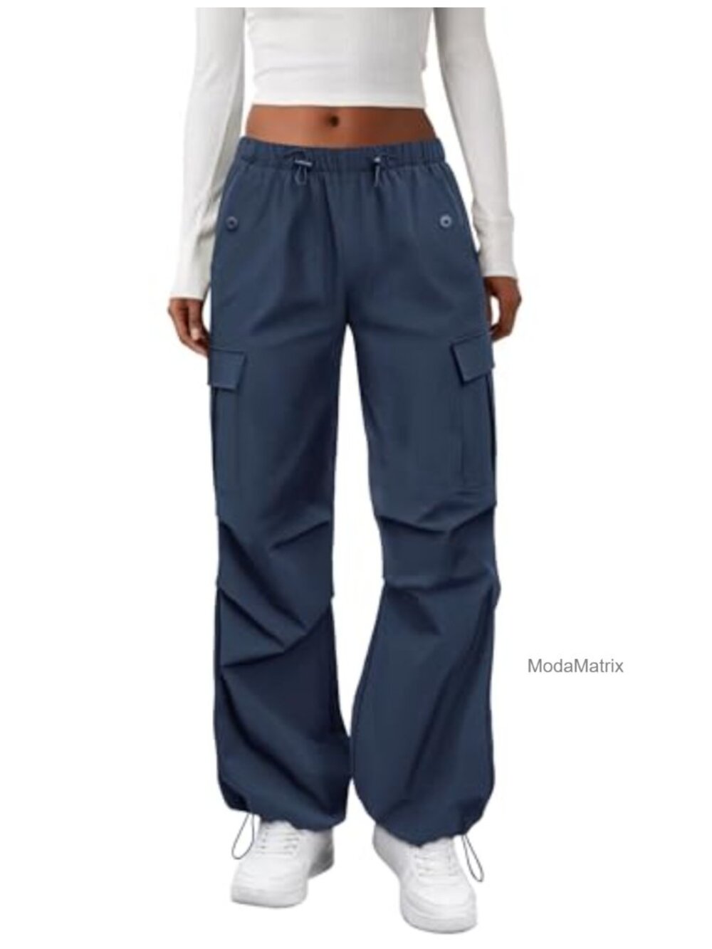 Waterproof Baggy Cargo Pants Women Quick-Dry Hiking Parachute Pants with Pockets
